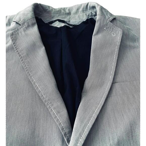 TOMMY HILFIGER SPORT JACKET, MENS, L (42-44), LIGHT BLUE & NAVY BLUE TRIM, LAPEL - Picture 2 of 11